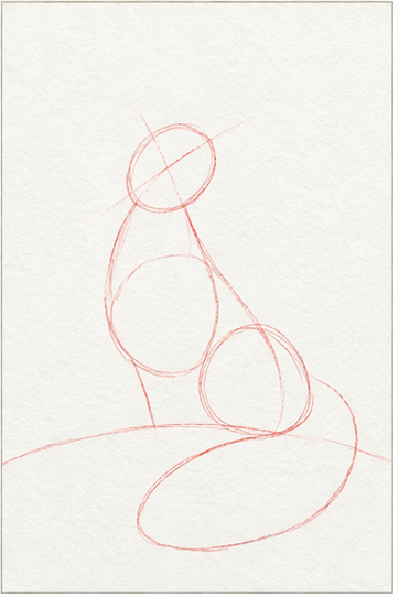 Drawing example for step 1, Find the fox gesture